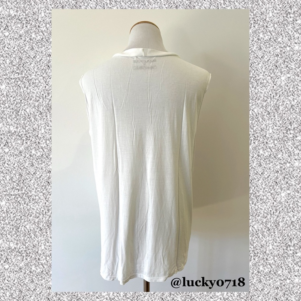Lauren Moshi x SoulCycle NWOT White with Pink Zip Mouth Tank Sz S - Picture 5 of 7